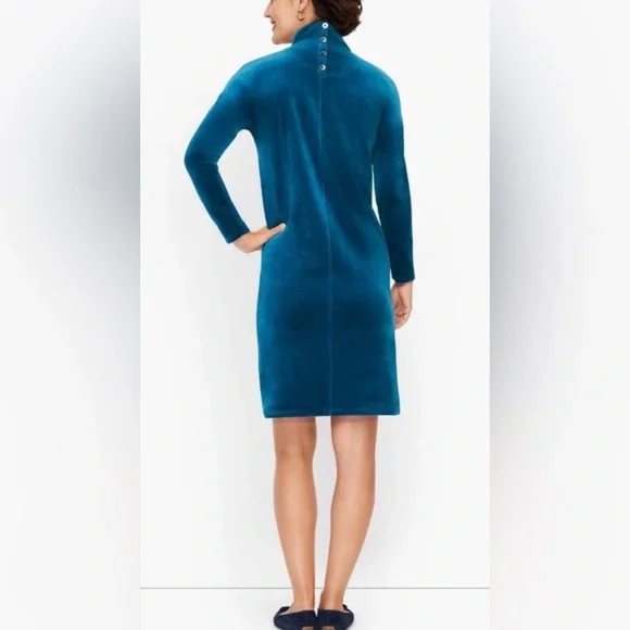 Talbots Teal Velour Dress - Picture 2 of 11